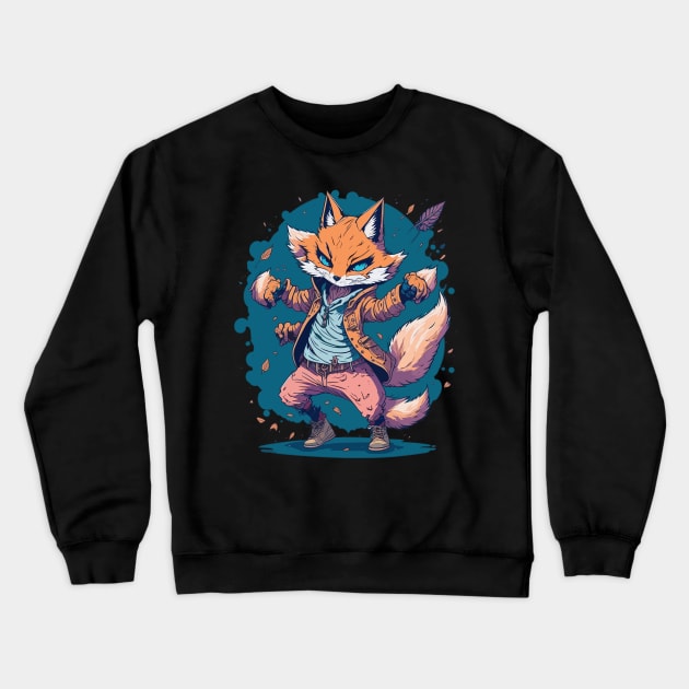 Hip Hop Dancing Fox Crewneck Sweatshirt by hippohost